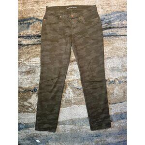 Lands’ End Women’s Camo Skinny Pants – Green Camouflage Stretch Jeans - Size 6